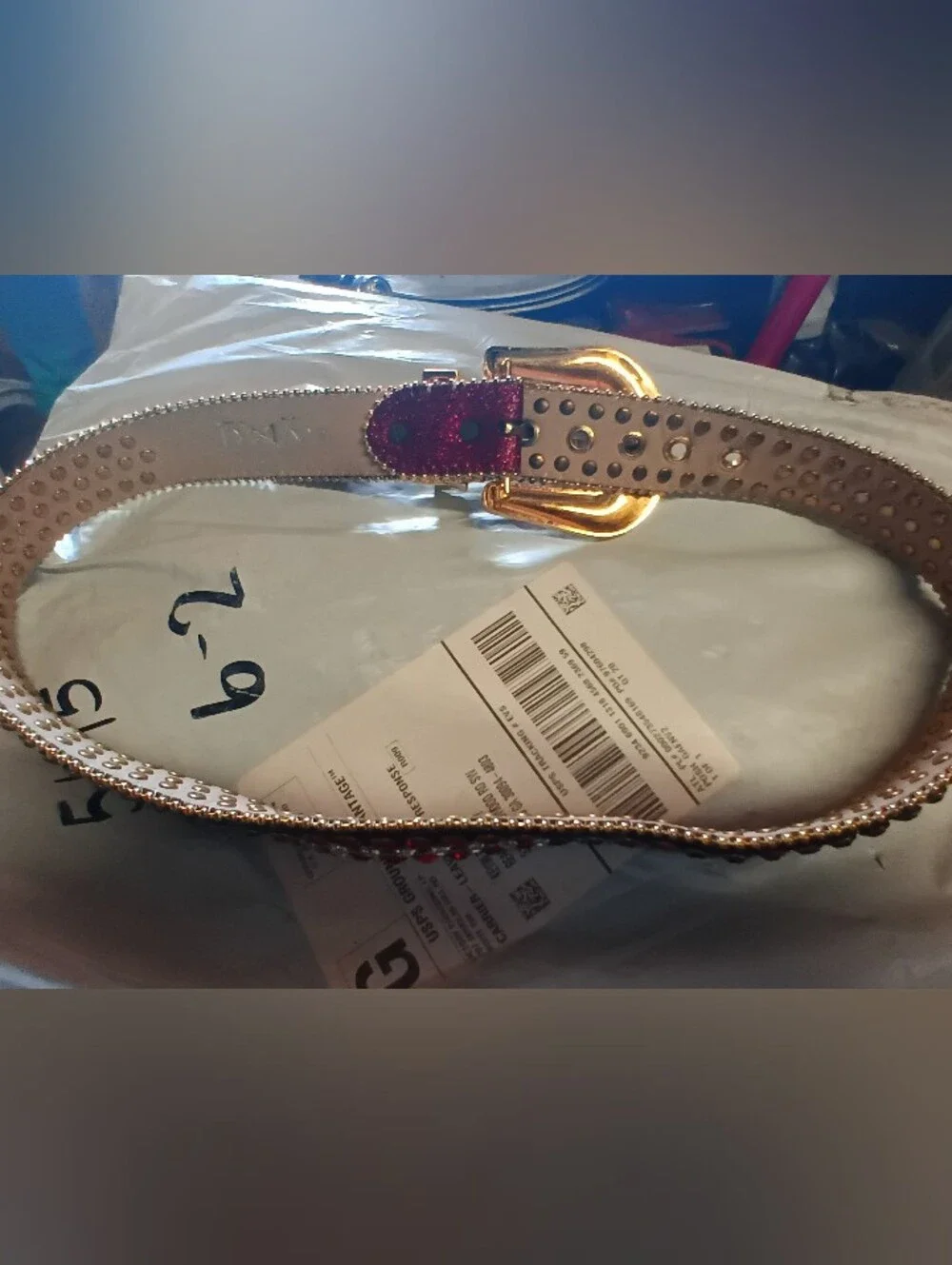 DNA - Belt RUBY Red FAUX Alligator Skin. Ruby Red And Clear Rhinestone Buckle